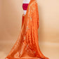 Saffron Bird Motif Fancy Silk Saree