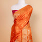 Saffron Bird Motif Fancy Silk Saree