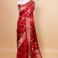 Crimson Zari Woven Fancy Silk Saree