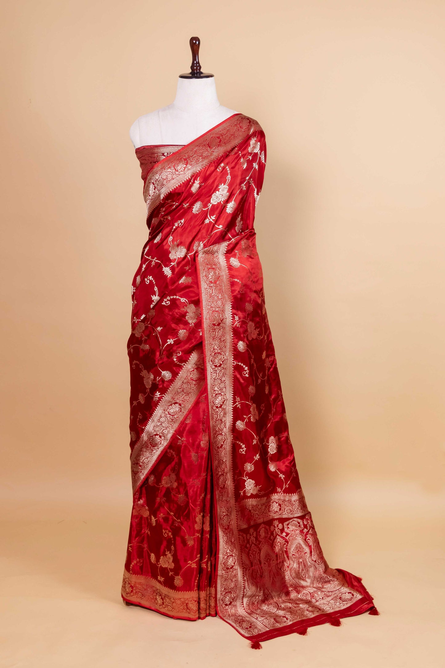 Crimson Zari Woven Fancy Silk Saree