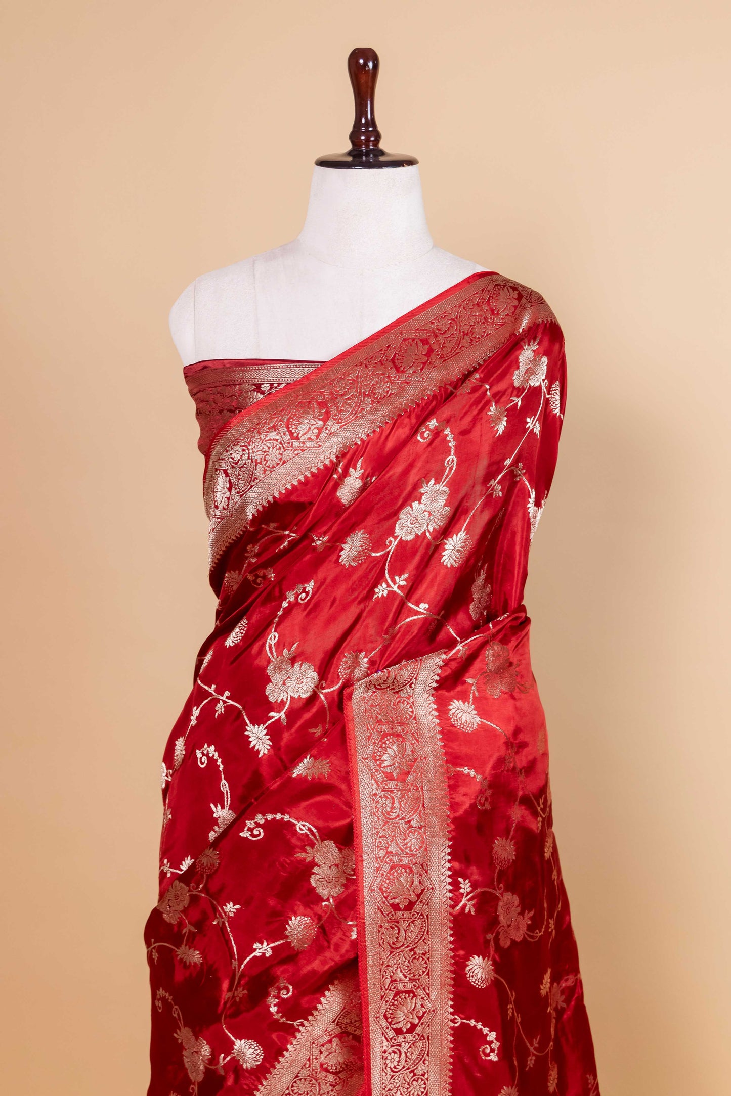 Crimson Zari Woven Fancy Silk Saree