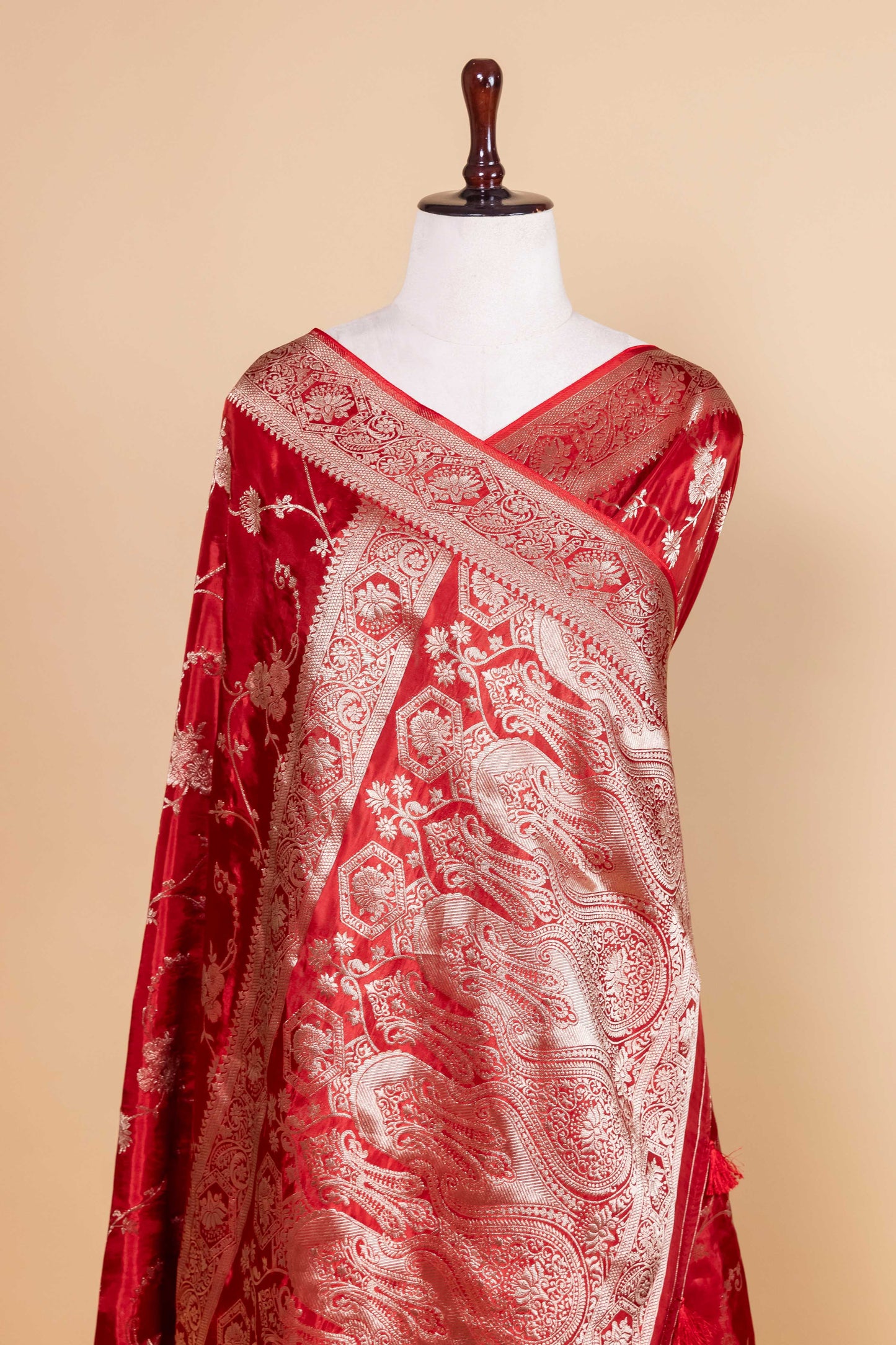 Crimson Zari Woven Fancy Silk Saree