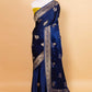 Navy Bird Weaving Satin Silk Saree