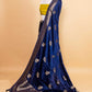 Navy Bird Weaving Satin Silk Saree