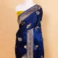 Navy Bird Weaving Satin Silk Saree