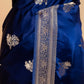 Navy Bird Weaving Satin Silk Saree