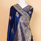 Navy Bird Weaving Satin Silk Saree