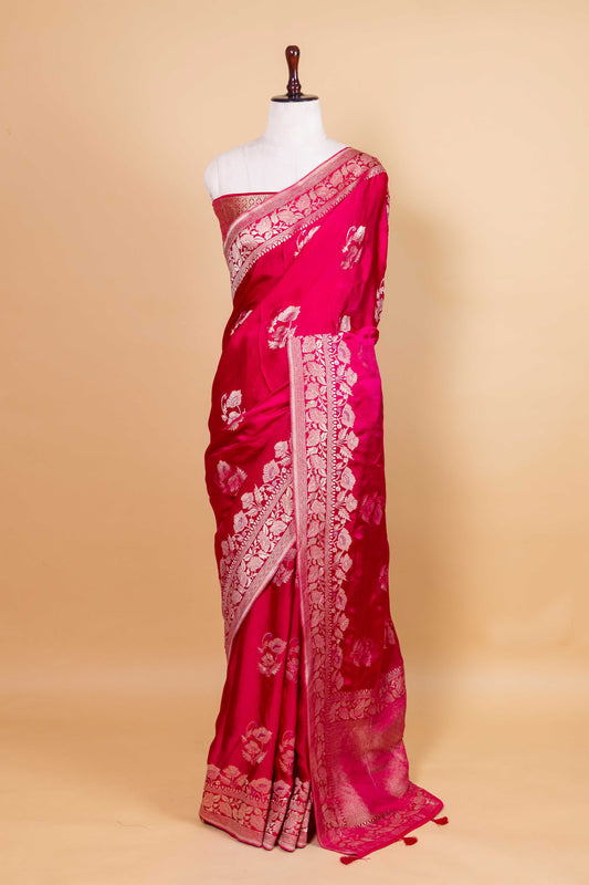 Rani Floral Weaving Satin Silk Saree