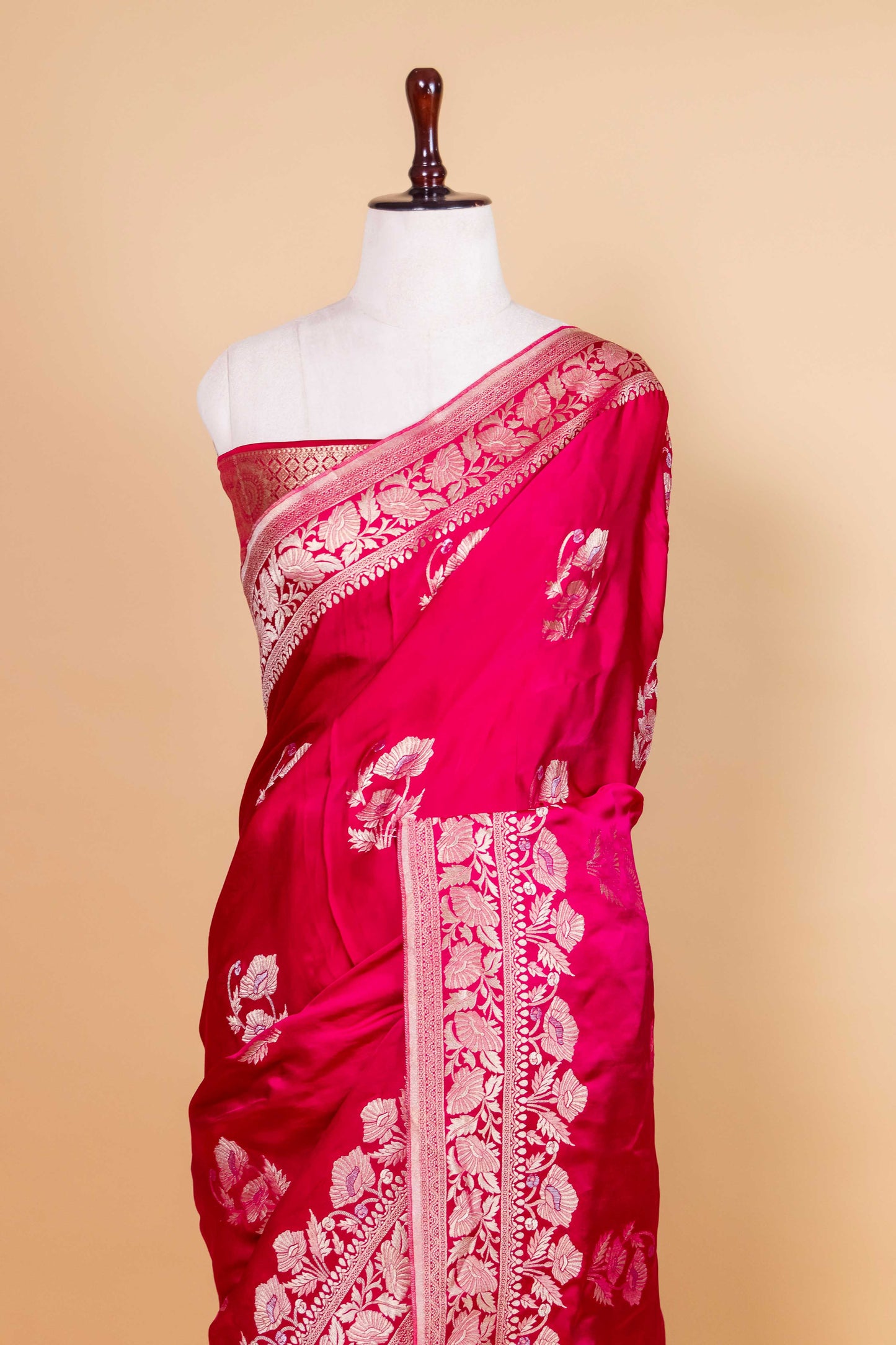 Rani Floral Weaving Satin Silk Saree