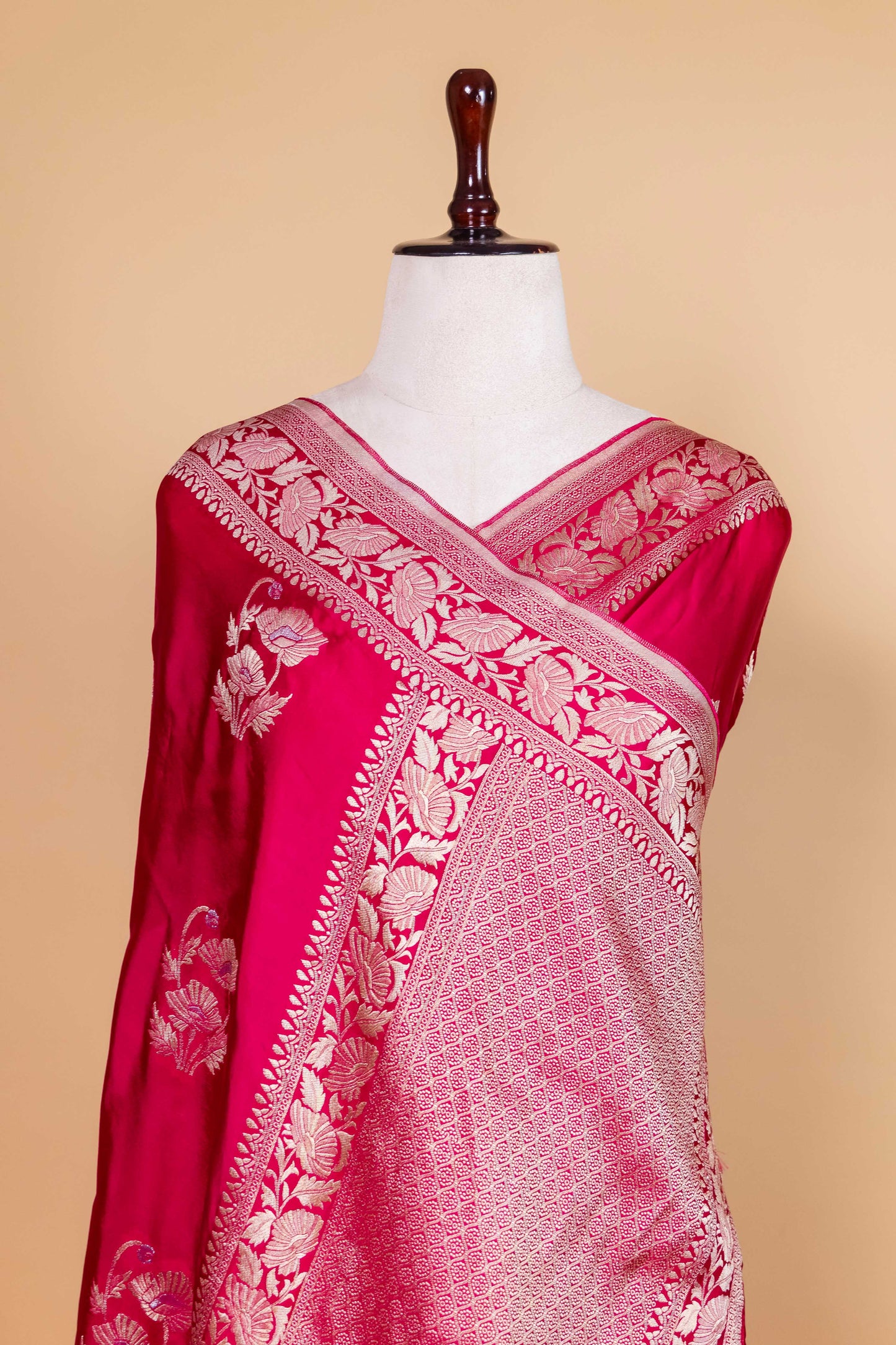 Rani Floral Weaving Satin Silk Saree