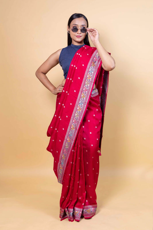 Rani Madhubani Weaving Silk Saree