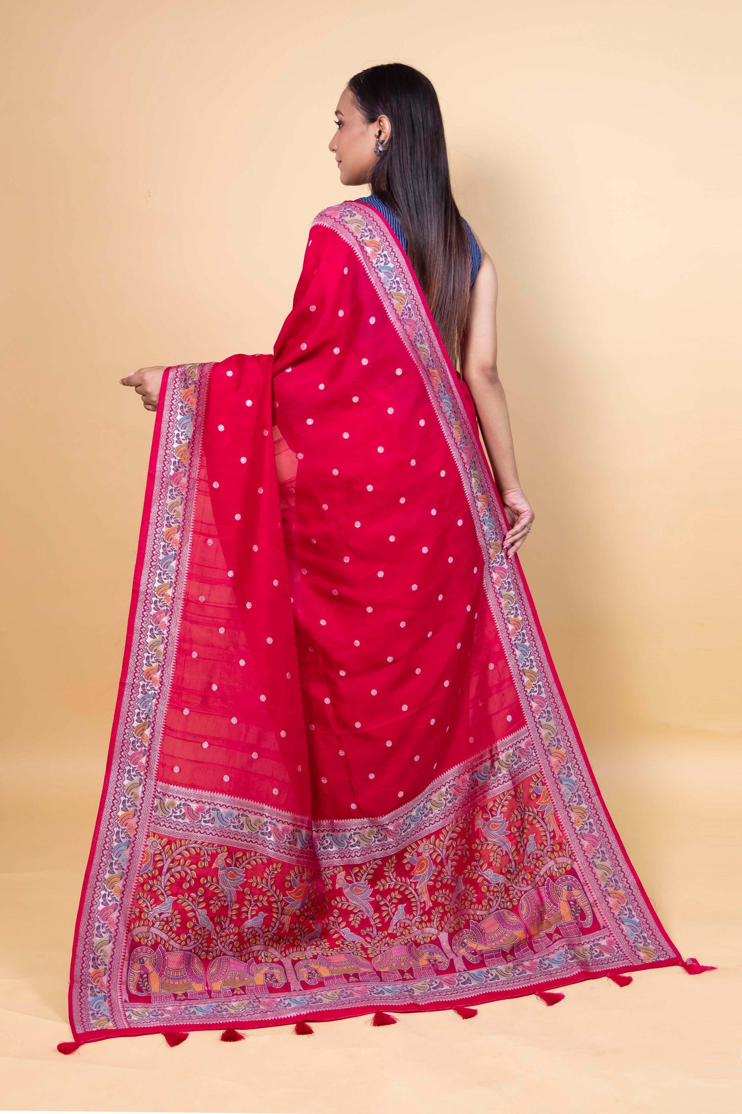 Rani Madhubani Weaving Silk Saree