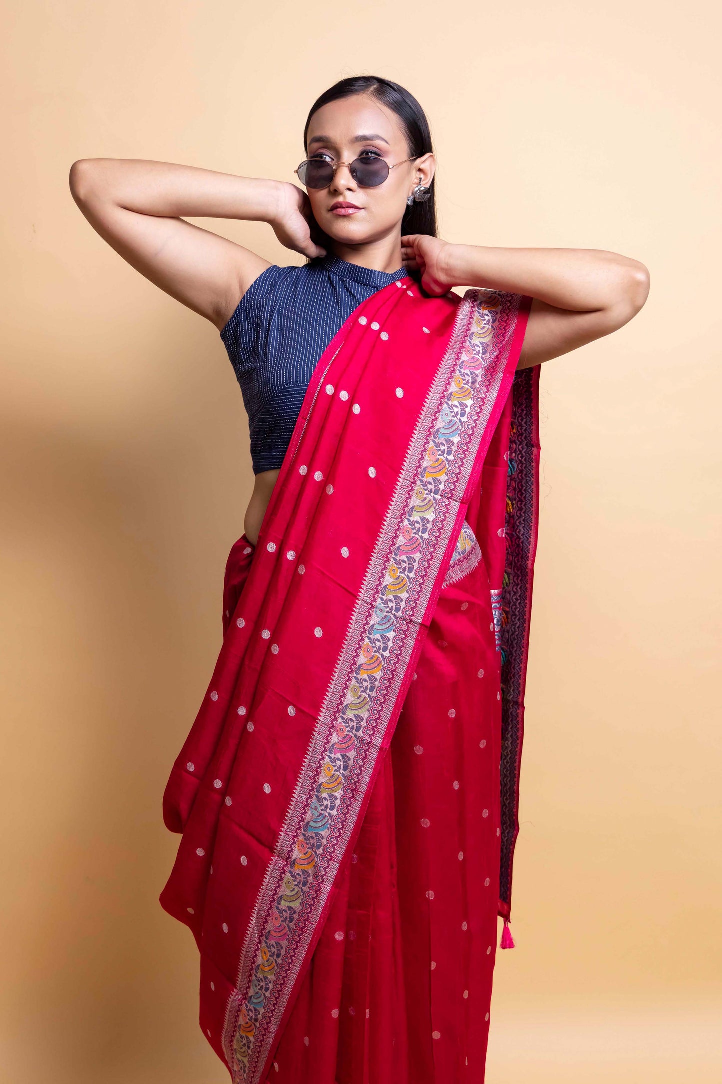 Rani Madhubani Weaving Silk Saree