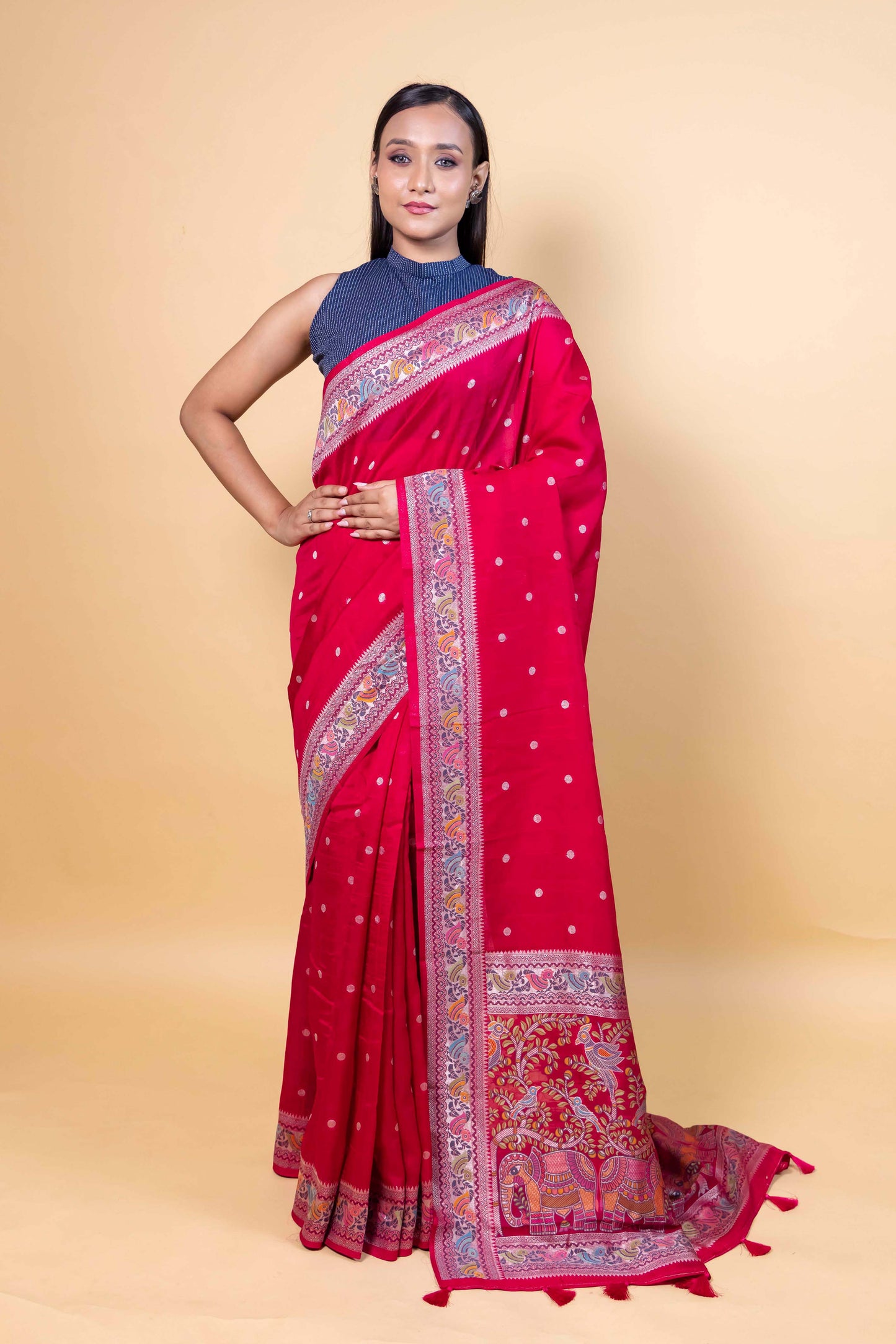 Rani Madhubani Weaving Silk Saree