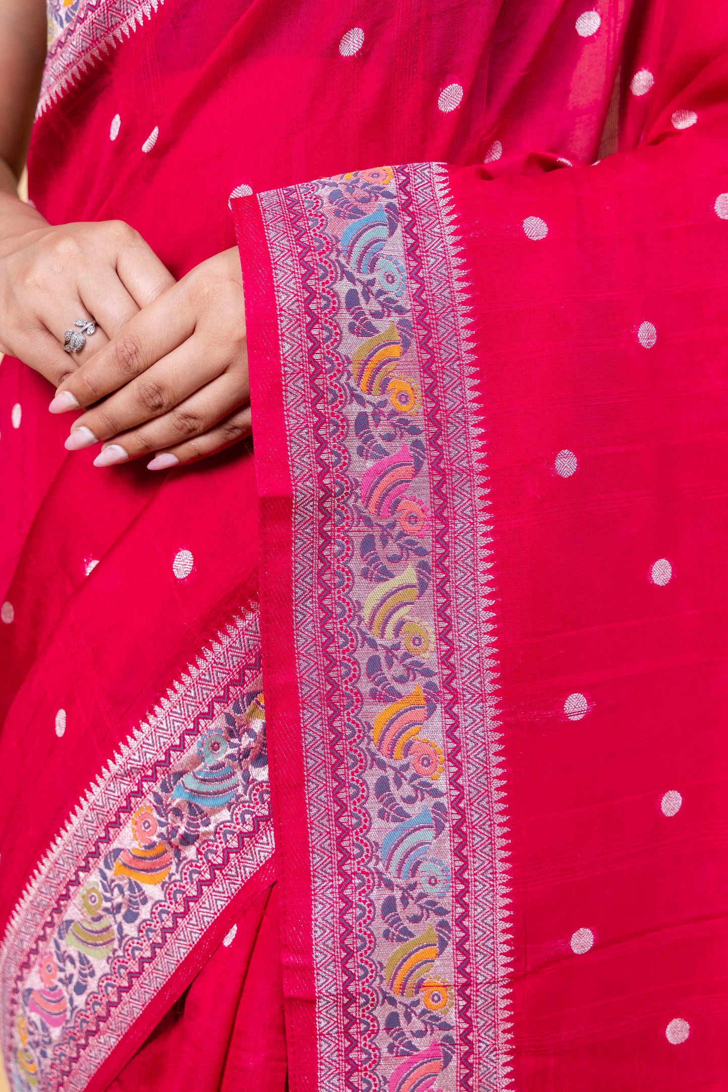 Rani Madhubani Weaving Silk Saree