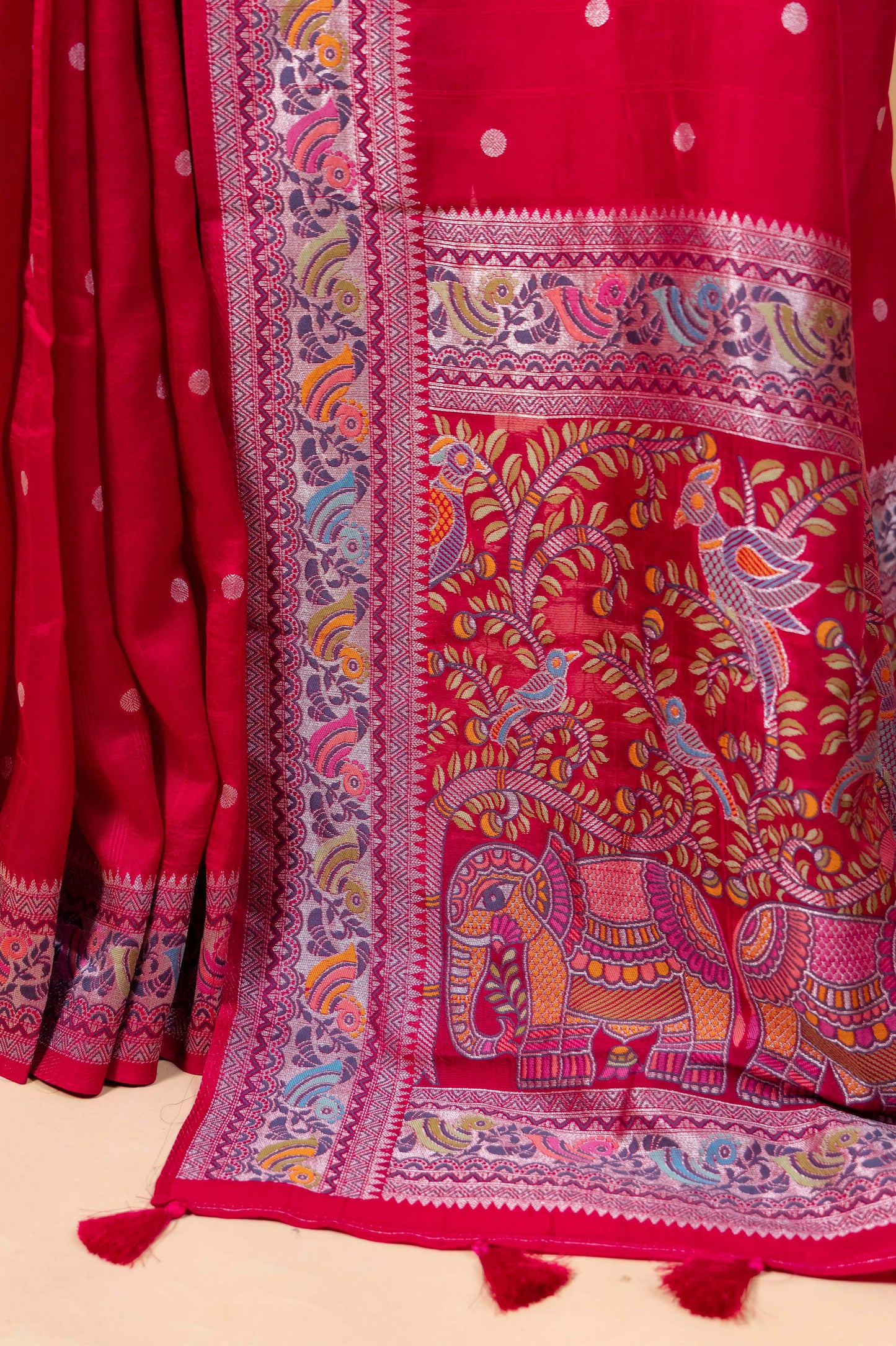 Rani Madhubani Weaving Silk Saree
