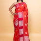 Orange & Rani Elephant Weaving Silk Saree