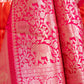 Orange & Rani Elephant Weaving Silk Saree