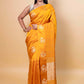 Mustard Bird Weaving Raw Mango Silk Saree