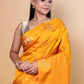 Mustard Bird Weaving Raw Mango Silk Saree