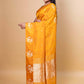Mustard Bird Weaving Raw Mango Silk Saree