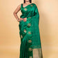 Bottle Green Raw Mango Silk Saree
