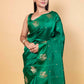 Bottle Green Raw Mango Silk Saree