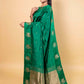 Bottle Green Raw Mango Silk Saree