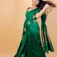 Bottle Green Raw Mango Silk Saree