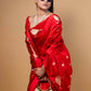 Red Nita Ambani Raw Mango Silk Saree