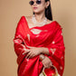 Red Nita Ambani Raw Mango Silk Saree