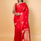 Red Nita Ambani Raw Mango Silk Saree