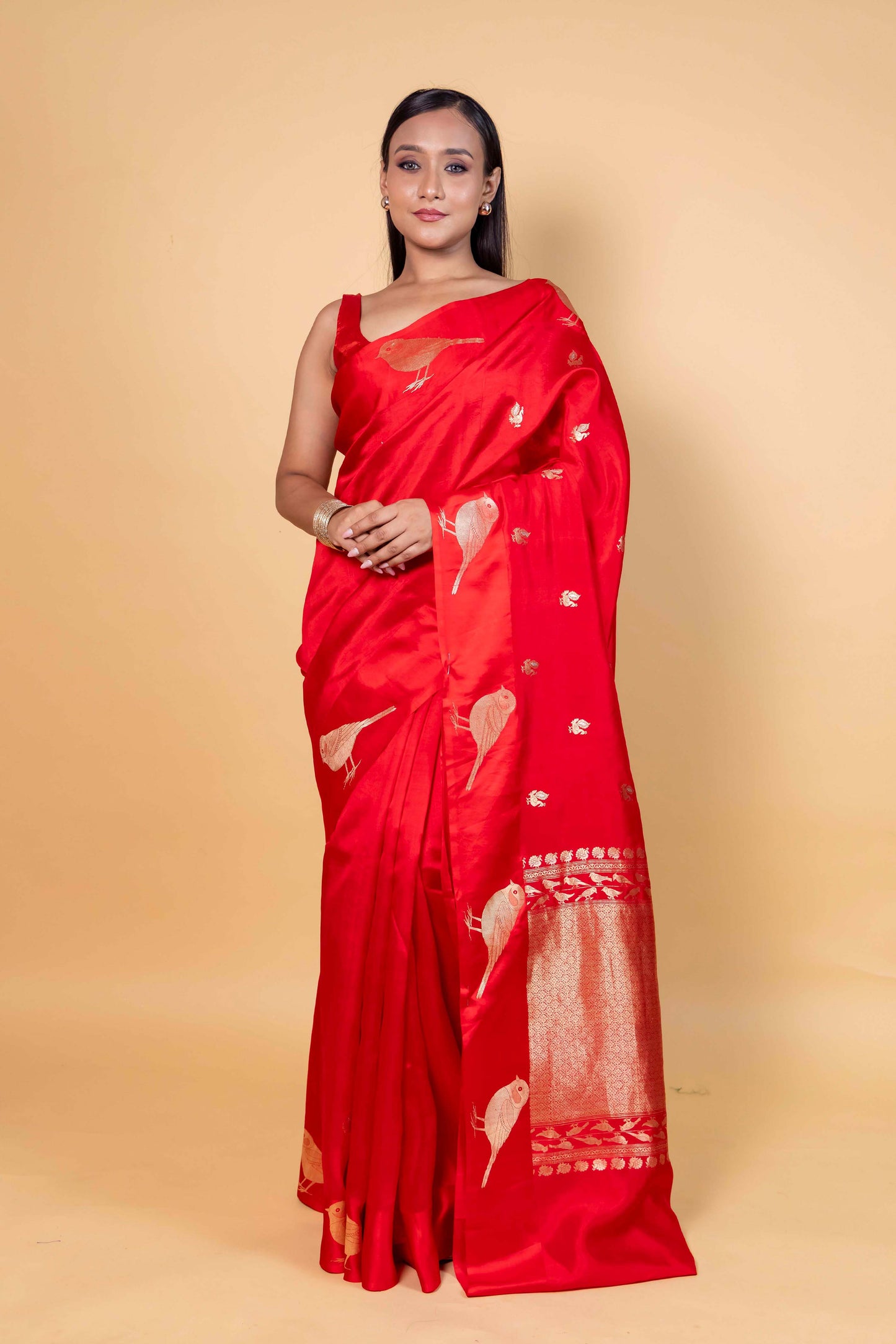 Red Nita Ambani Raw Mango Silk Saree