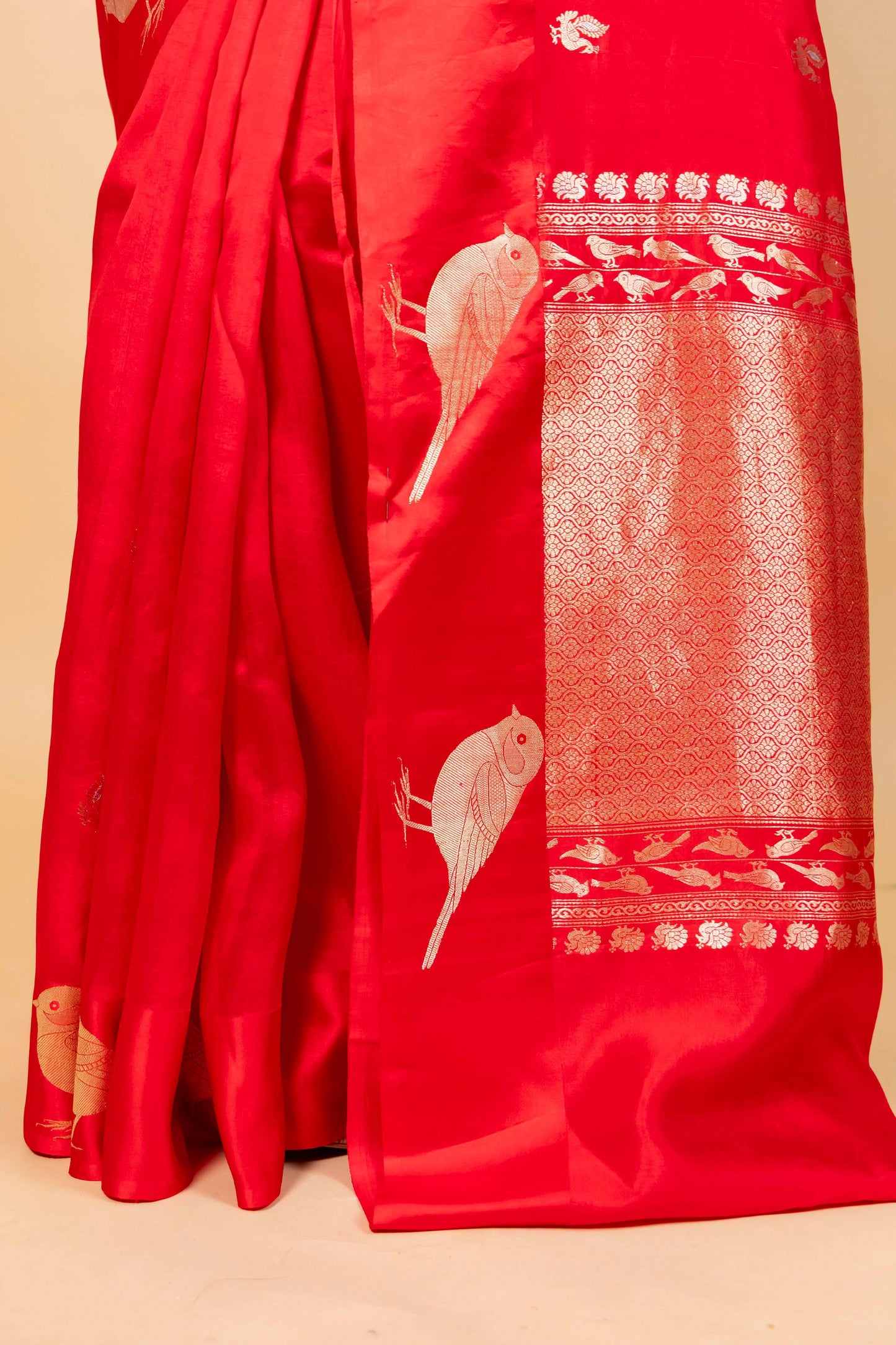 Red Nita Ambani Raw Mango Silk Saree
