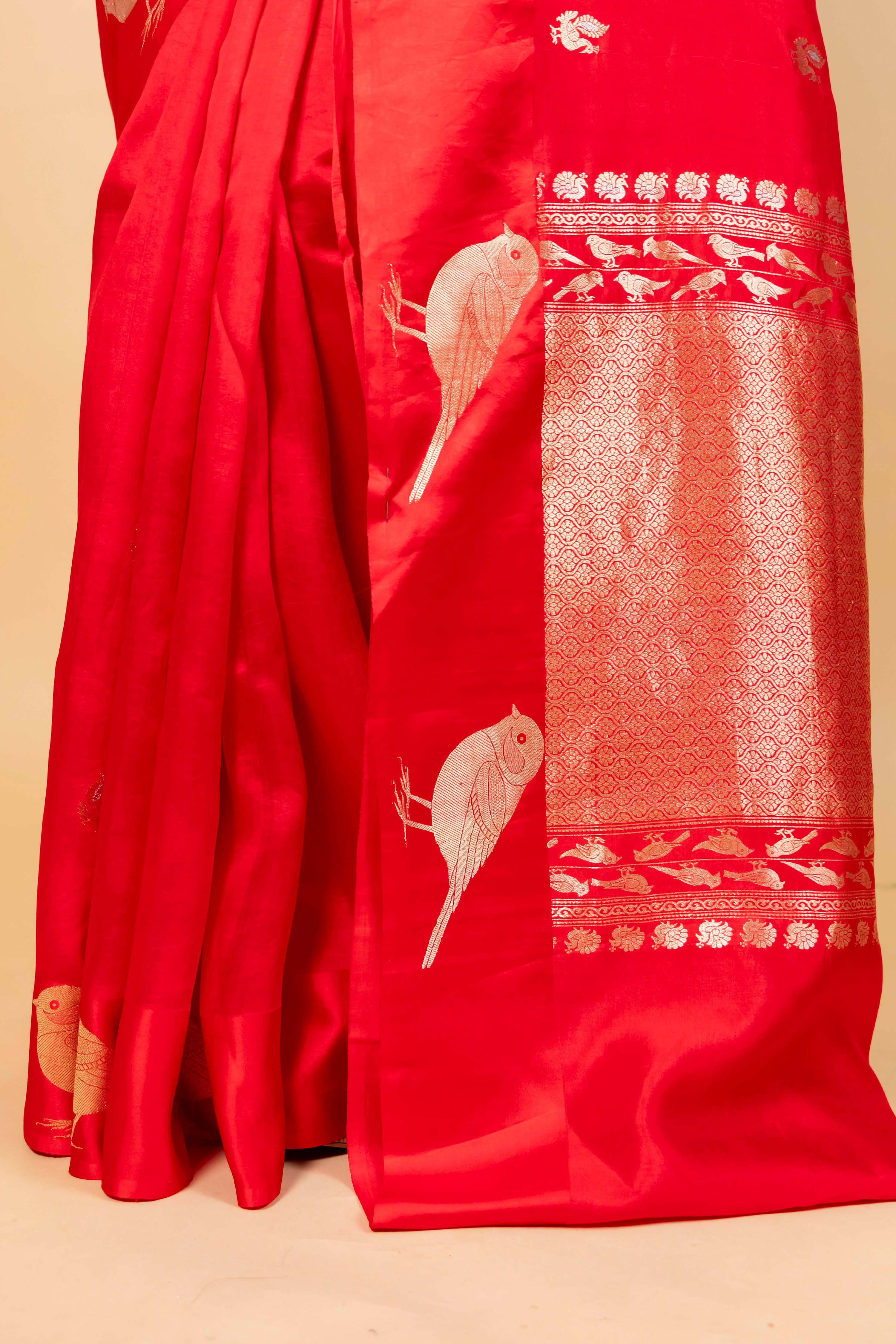 Red Nita Ambani Puna Silk Saree