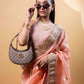 Peach Meenakari Organza Silk Saree
