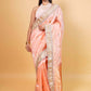 Peach Meenakari Organza Silk Saree