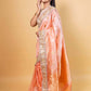 Peach Meenakari Organza Silk Saree