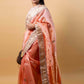 Peach Meenakari Organza Silk Saree