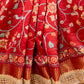 Red Floral Print Chiniya Silk Saree