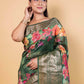 Green Embellished Chiniya Silk Saree