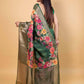 Green Embellished Chiniya Silk Saree