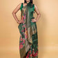 Green Embellished Chiniya Silk Saree