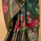 Green Embellished Chiniya Silk Saree