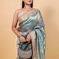 Blue Embellished Tissue Silk Saree