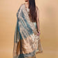Blue Embellished Tissue Silk Saree