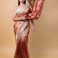 Rust Embroidered Lace Tissue Silk Saree