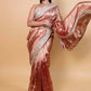 Rust Embroidered Lace Tissue Silk Saree