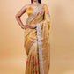 Yellow Embellished Chiniya Silk Saree