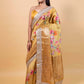 Yellow Embellished Chiniya Silk Saree